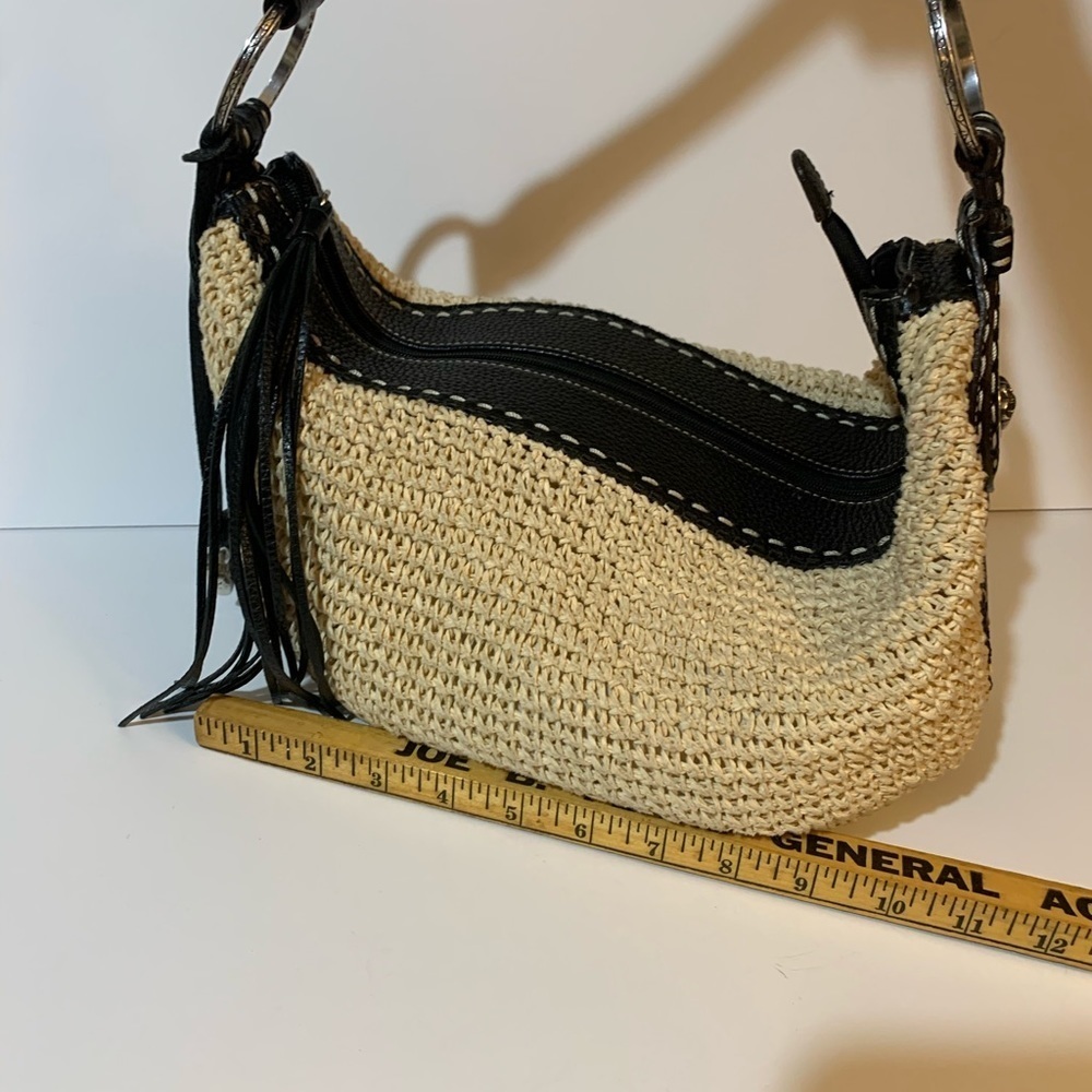 Brighton Straw Hobo Shoulder Bag ~ Black tassel